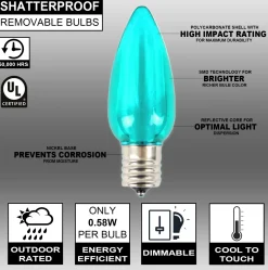Clearance Decorator's Warehouse C9 Wonderful LED SMD Bulb (25 Bulbs/bag) - Smooth, Teal