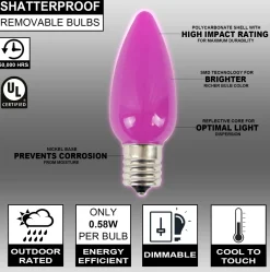 Decorator's Warehouse C9 Wonderful LED SMD Bulb (25 Bulbs/bag) - Frosted, Pink