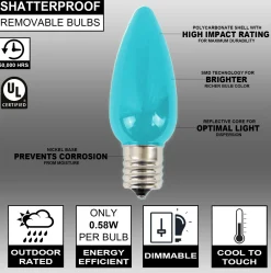 Discount Decorator's Warehouse C9 Wonderful LED SMD Bulb (25 Bulbs/bag) - Frosted, Teal