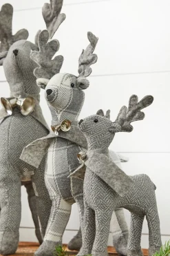 Clearance Decorator's Warehouse Country Fabric Reindeer - Set Of 3