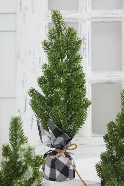 Outlet Decorator's Warehouse Flocked Pine Tree With Plaid Fabric - Large