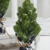 Clearance Decorator's Warehouse Flocked Pine Tree With Plaid Fabric - Medium