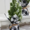 Best Decorator's Warehouse Flocked Pine Tree With Plaid Fabric - Small