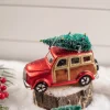 New Decorator's Warehouse Glass Car With Bottle Brush Tree Décor