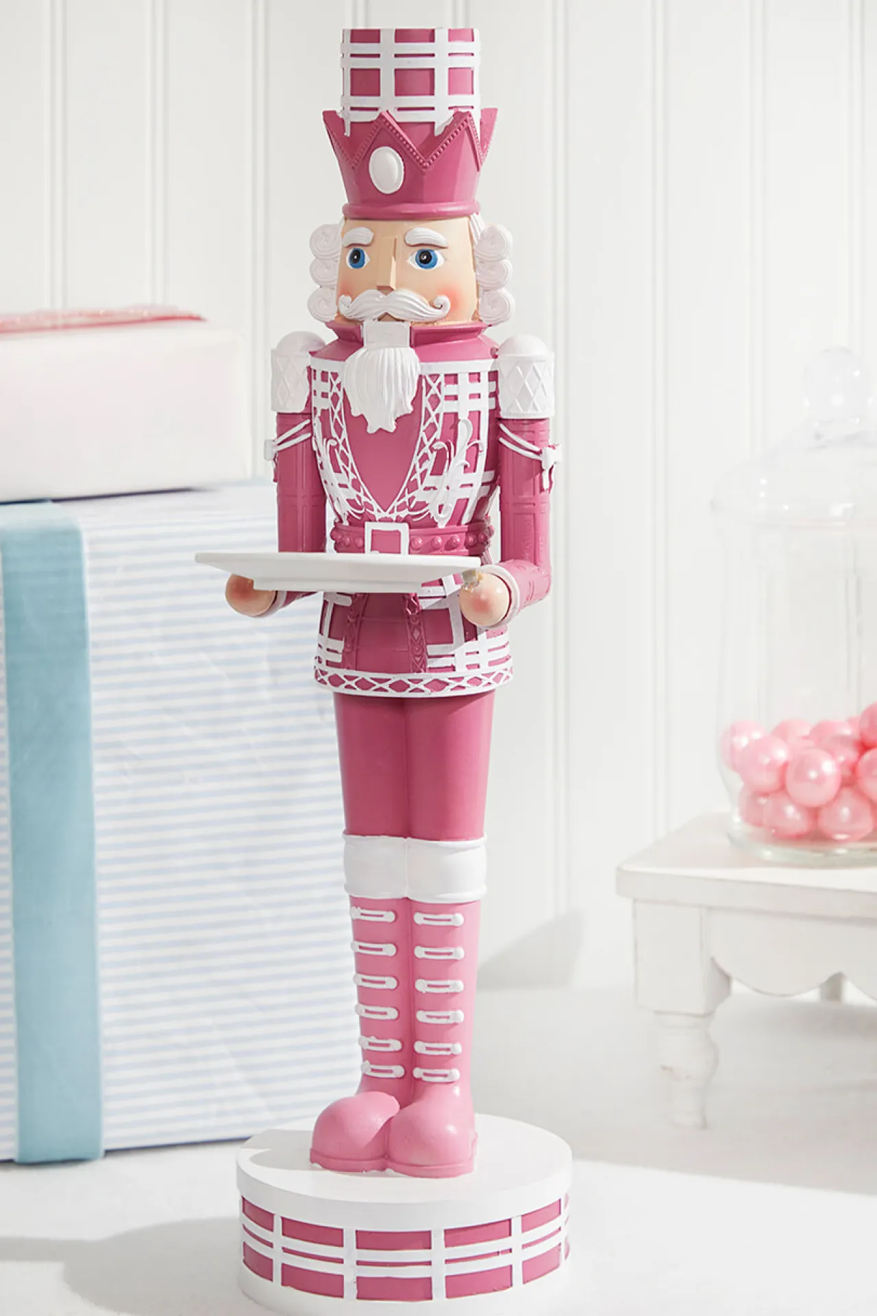 Outlet Decorator's Warehouse 20"H Nutcracker With Tray - Pink & White