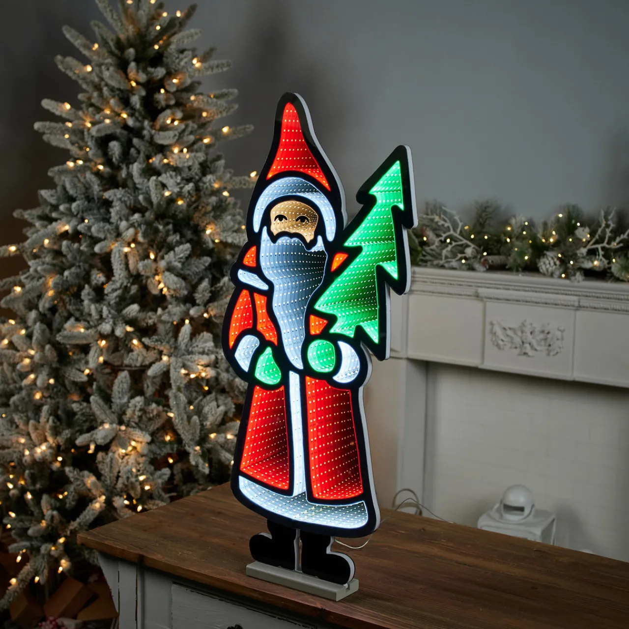 Hot Decorator's Warehouse 33"H Santa With Tree Infinity Light