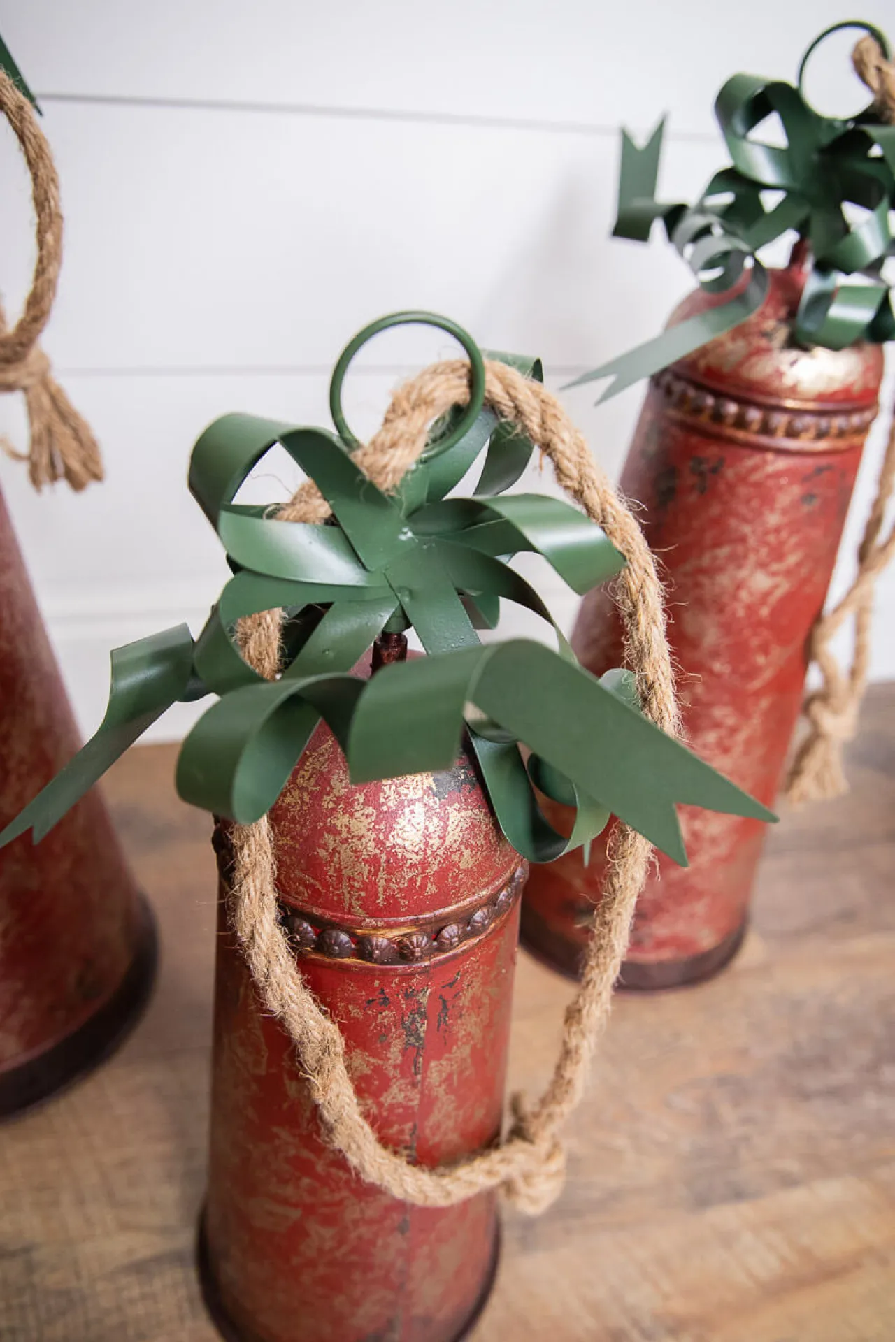 Discount Decorator's Warehouse Metal Holiday Bells With Bow & Jute Hanger - Set Of 3