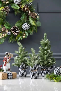 Hot Decorator's Warehouse Pine Tree With Plaid Fabric - Small