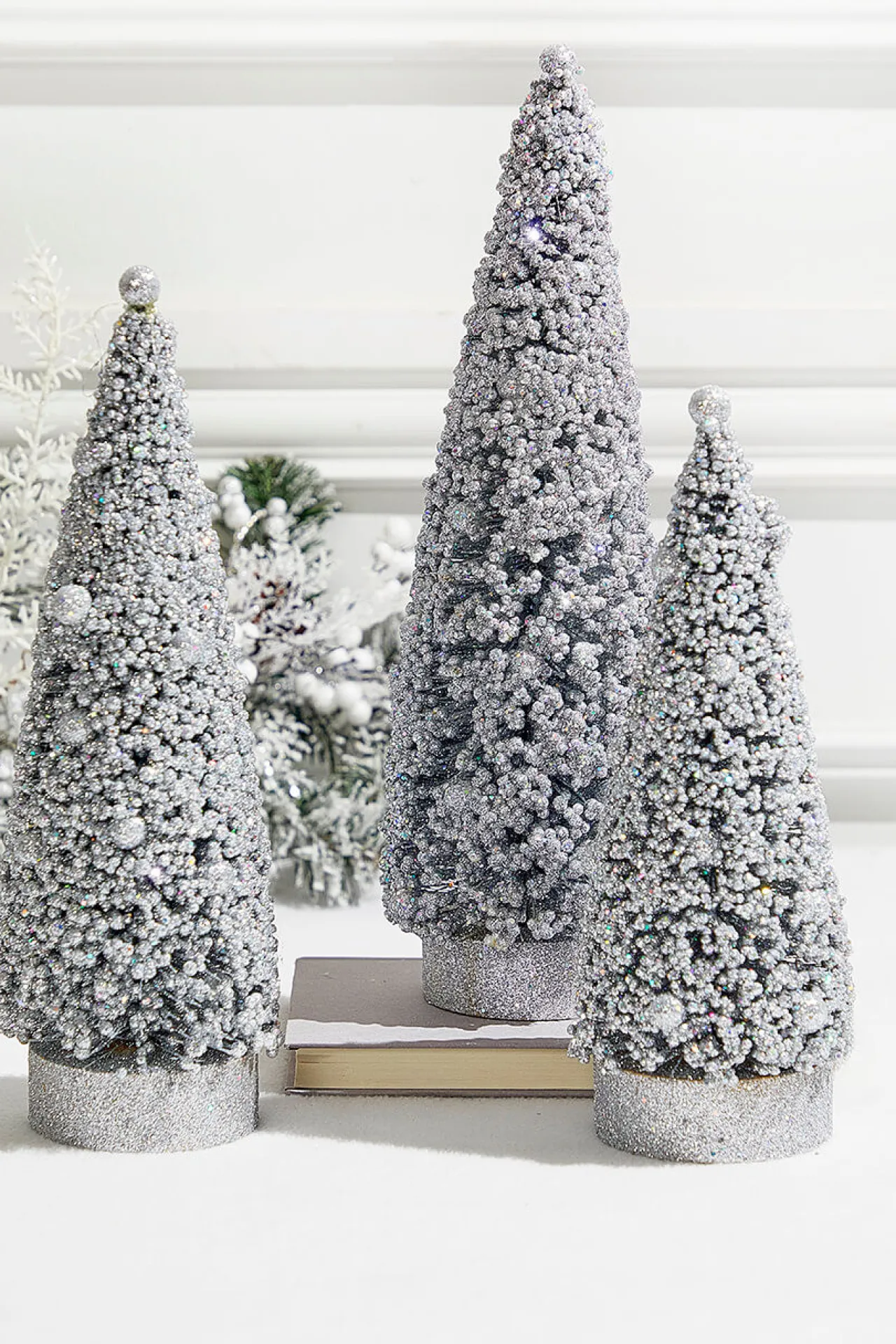 Best Decorator's Warehouse Silver Bottle Brush Trees - Set Of 3
