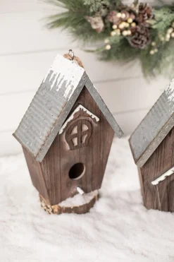 Outlet Decorator's Warehouse Wood Galvanized Metal Birdhouse