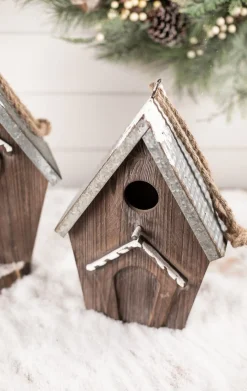 Outlet Decorator's Warehouse Wood Galvanized Metal Birdhouse